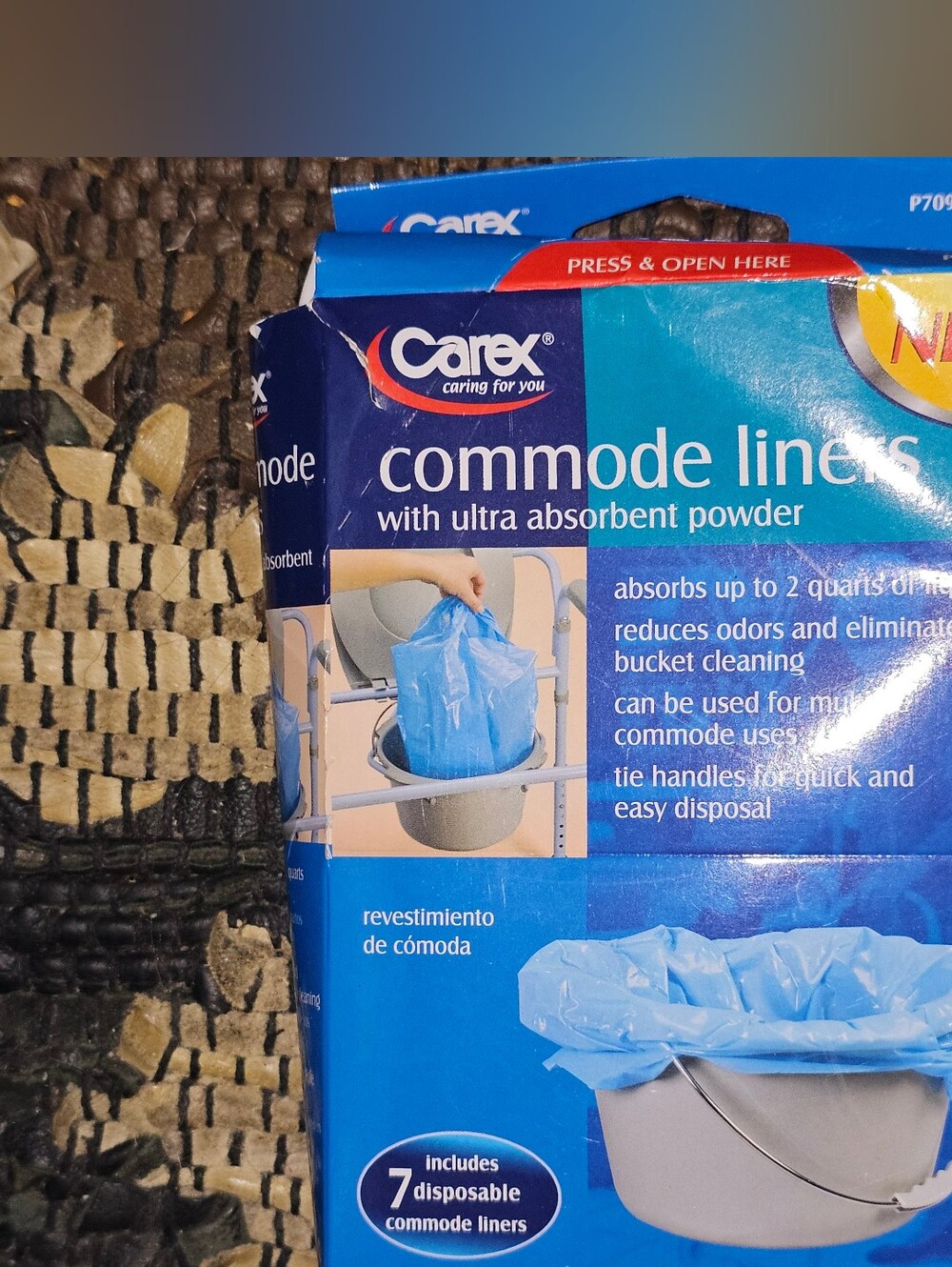 Carex Blue Commode Liners with Ultra Absorbent Powder 7 Pack